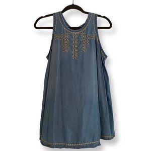 Maternity Denim Embroidered Top